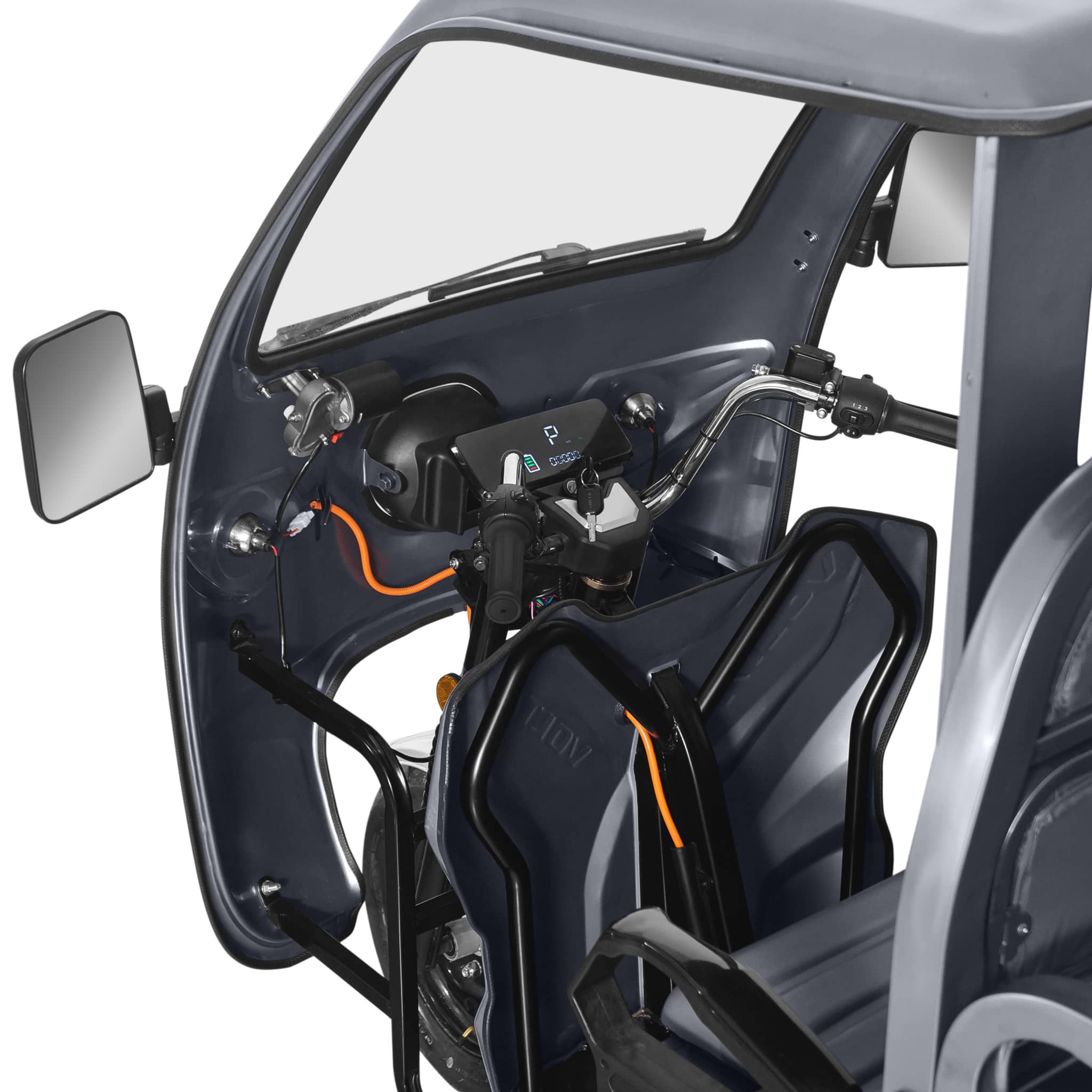 Voltarom Hercules, motor 3900W, 72V, 45 AH, viteza maxima 25 km pe ora, pana la 50km autonomie, Fara Permis, Triciclu Electric Tuk Tuk cu cabina, Gri - imagine 2