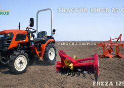 Tractor 25 CAI LIDER 4×4 + Freza agricola 125 cm + Plug agricol cu 2 trupite + Carte RAR