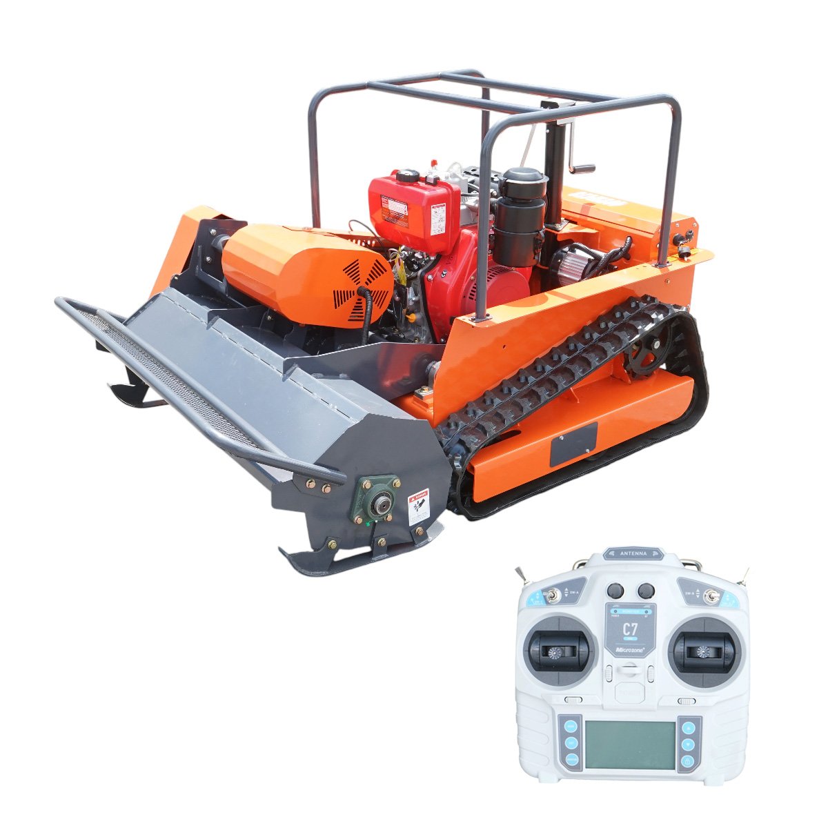 Masina de tuns iarba cu telecomanda pe senile, motor diesel 12.5CP, latime de taiere 1000mm THOR