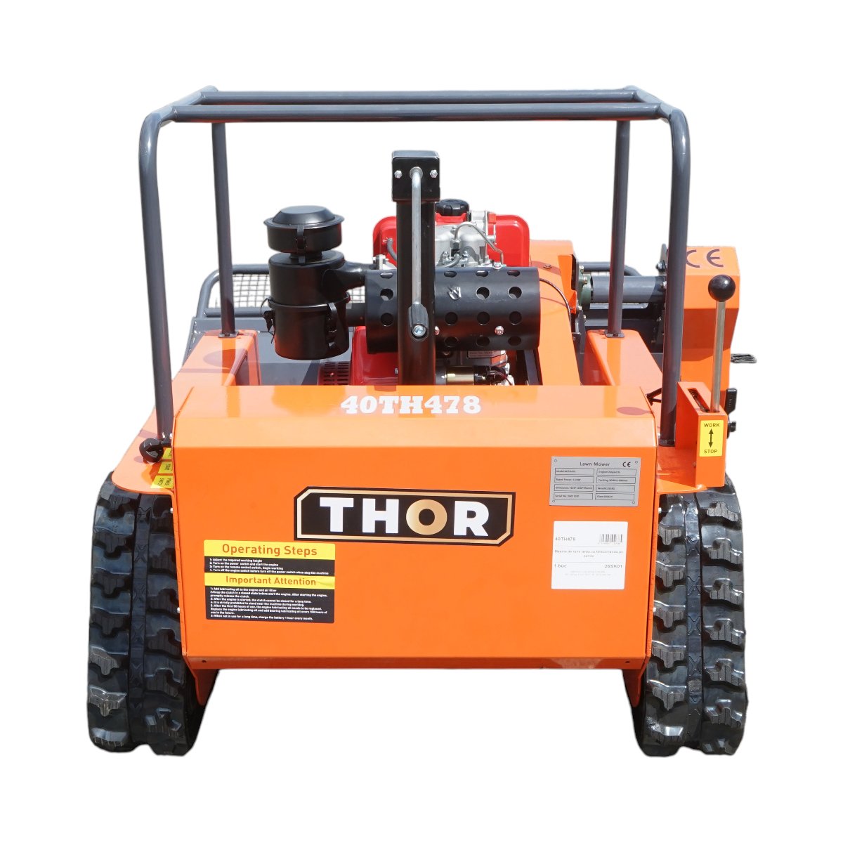 Masina de tuns iarba cu telecomanda pe senile, motor diesel 12.5CP, latime de taiere 1000mm THOR - imagine 9