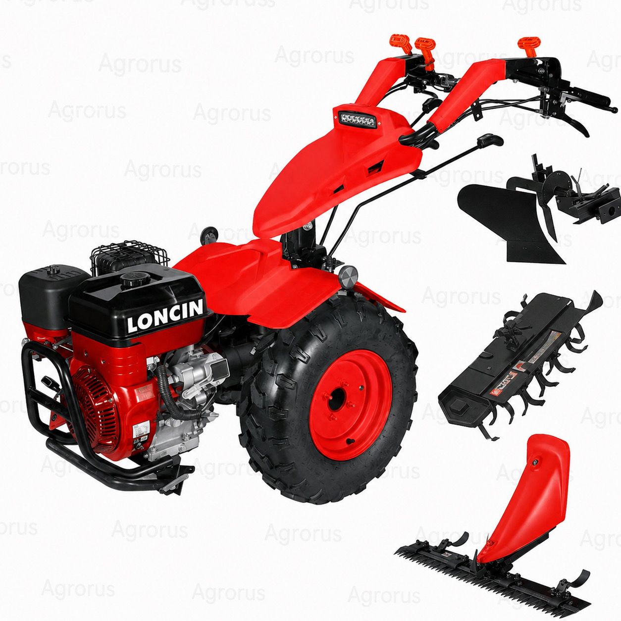 Motocultor Lider cu motor Loncin cu freză, 15 CP Benzina cu inversor